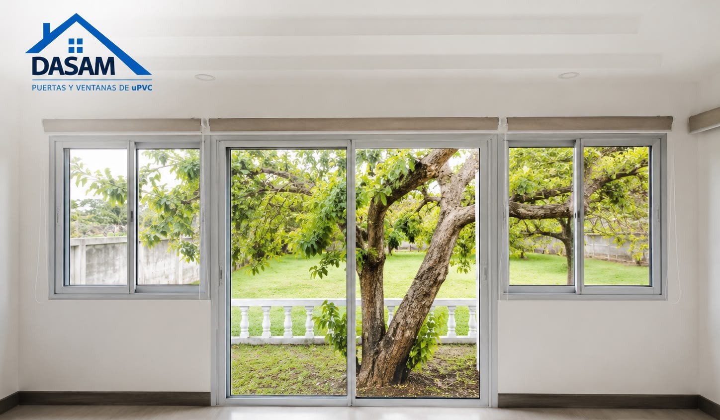 Proyecto real DASAM: sala con ventanas y puerta corrediza de uPVC