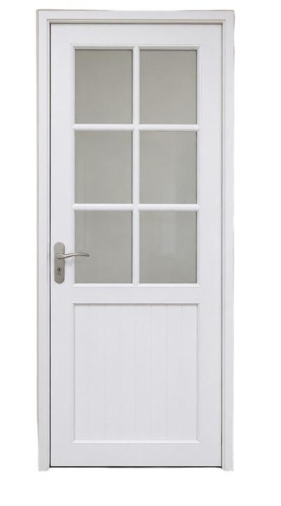 Puerta uPVC mitad vidrio y mitad panel